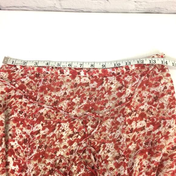 Rena Rowan Women's Red Floral Short Sleeve Feminine Maxi Skirt 3 Piece Set 8